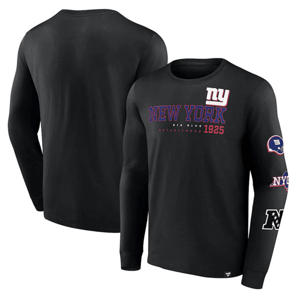 New York Giants Black High Whip Pitcher Long Sleeve T-Shirt